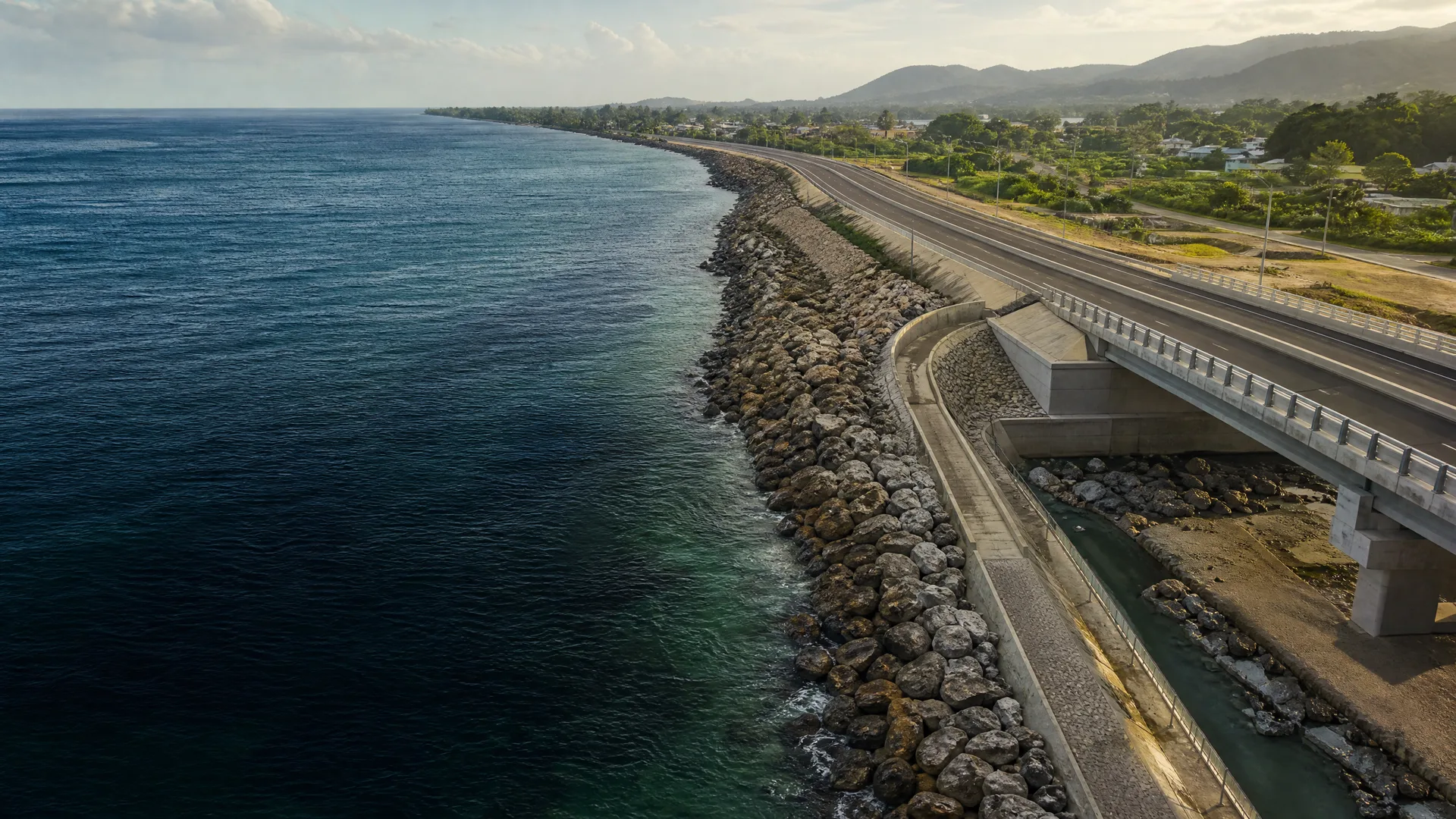 Coastal civil infrastructure at the Caribbean shoreline